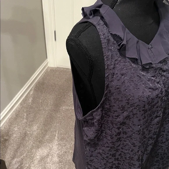 LC Lauren Conrad Dark Blue Ruffle Blouse - Picture 5 of 10